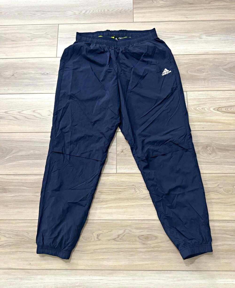 adidas Navy Track Pants Mesh Lined Joggers Size Medium Elastic Waist Cuffed